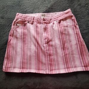 XOXO Pink and White Striped Mini Skirt